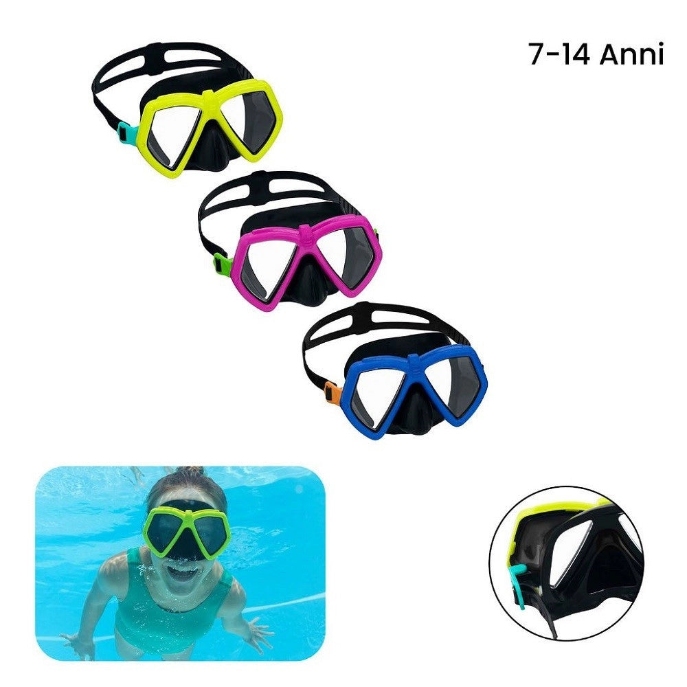 Trade Shop - Maschera Eversea Dive Lenti In Policarbonato 7-14 Anni Colori Assortiti 22040 -