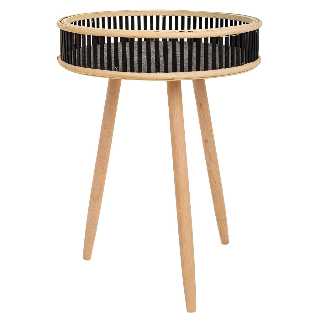 Set di 3 tavolini angolari in bambù nero e legno