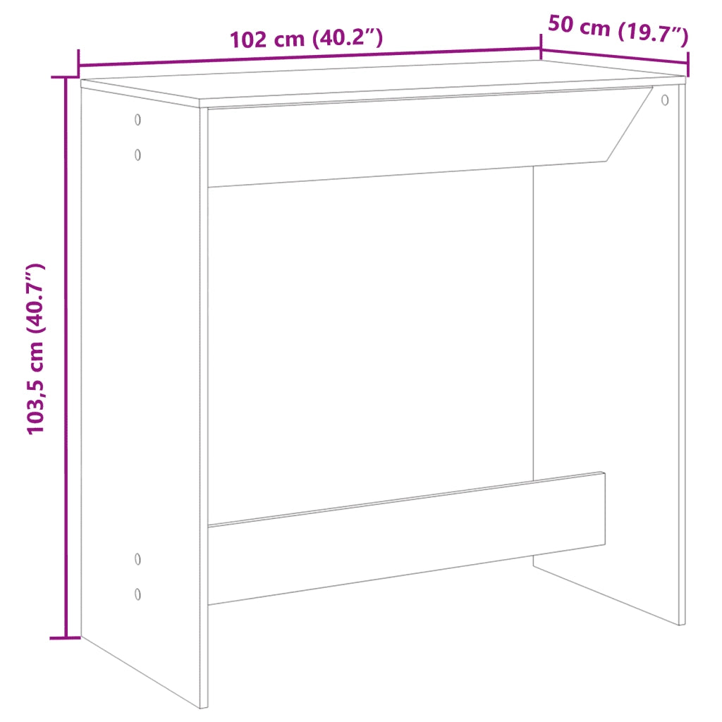 Tavolo da Bar Bianco 102x50x103,5 cm in Legno Multistrato 854427