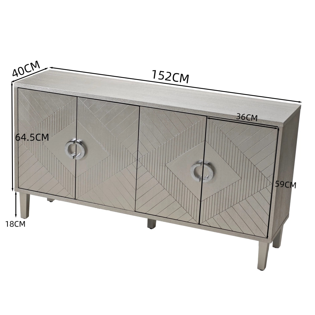 Mobile contenitore con 4 Ante per Soggiorno Camera Cucina in MDF 152 × 40 × 82.5 cm Champagne