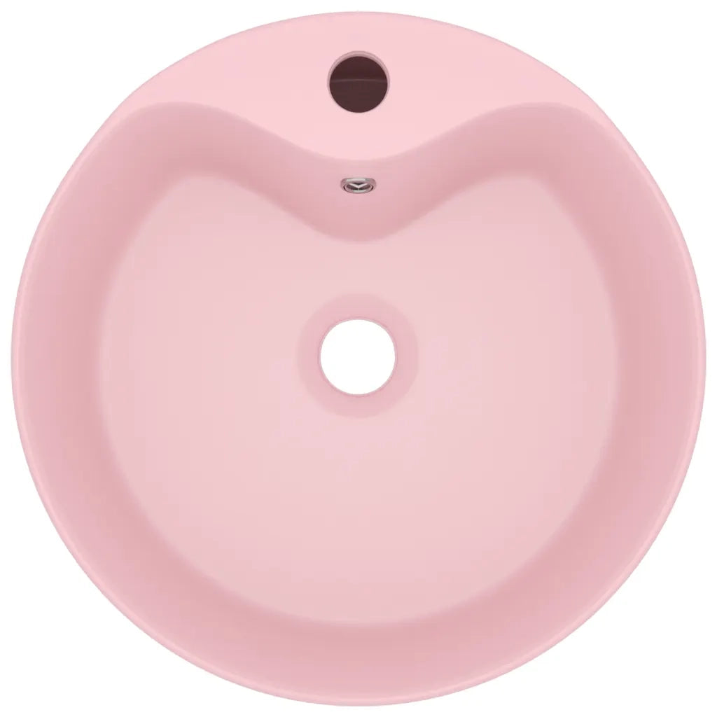 Lavandino con Troppopieno Rosa Opaco 36x13 cm in Ceramica cod mxl 41797