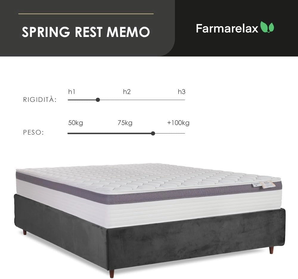 Materasso molle insacchettate e memory massaggiante adattivo 80x190 h26 doppio comfort Farmarelax
