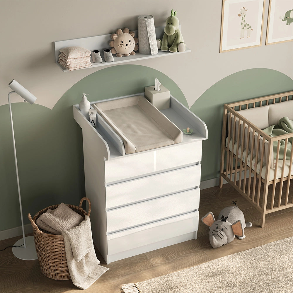 Vicco Fasciatoio Bianco 80 x 110.2 cm con 5 cassetti