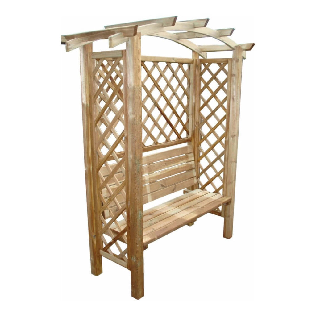 PERGOLA AD ARCO 160 X 70 X 190 CON PANCA INCORPORATA IN LEGNO DI PINO