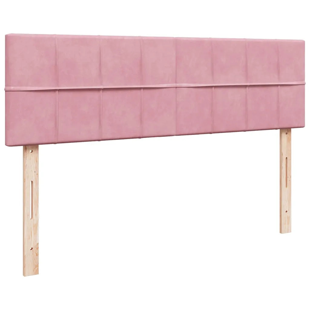 Struttura Letto Pouf con Materasso Rosa 160x200 cm in Velluto 3312637