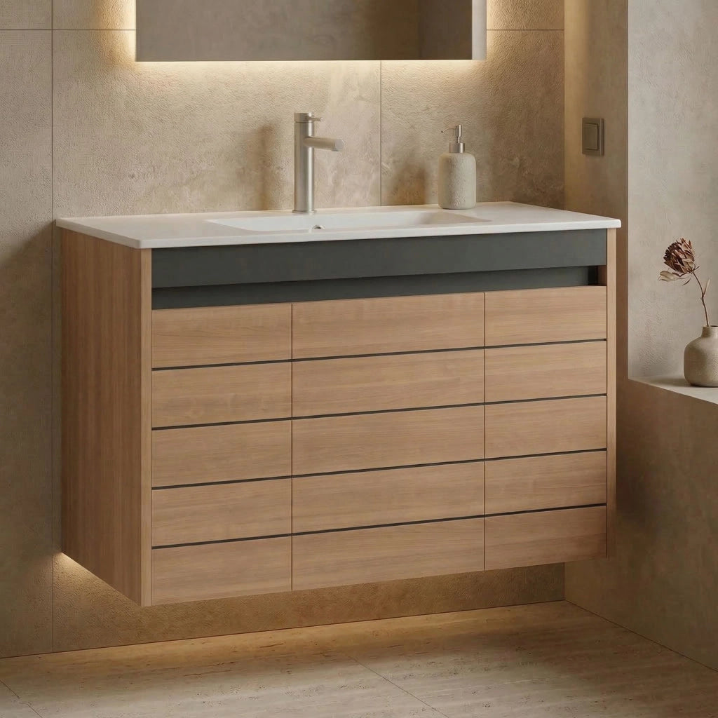 Mobile lavabo "Ricato 100" - 101 x 47 x 62 cm - Noce