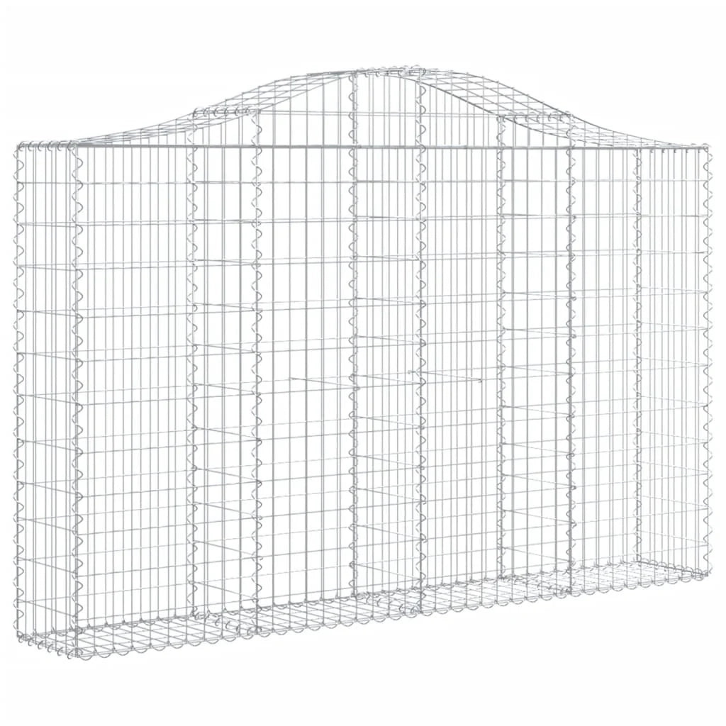 Set 2 cestini per gabbioni recinzione a gabbia muro di contenimento ad arco 200 x 30 x 120/140 cm ferro zincato Argento 02_0041329