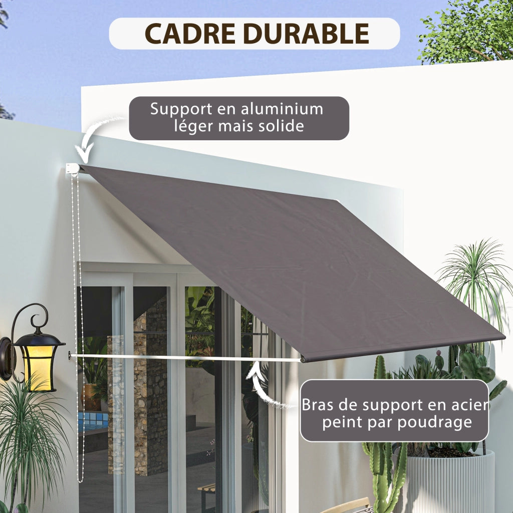 Tenda da sole retrattile a scomparsa ¨C zephmum ¨C 300x120 cm grigio scuro alluminio poliestere
