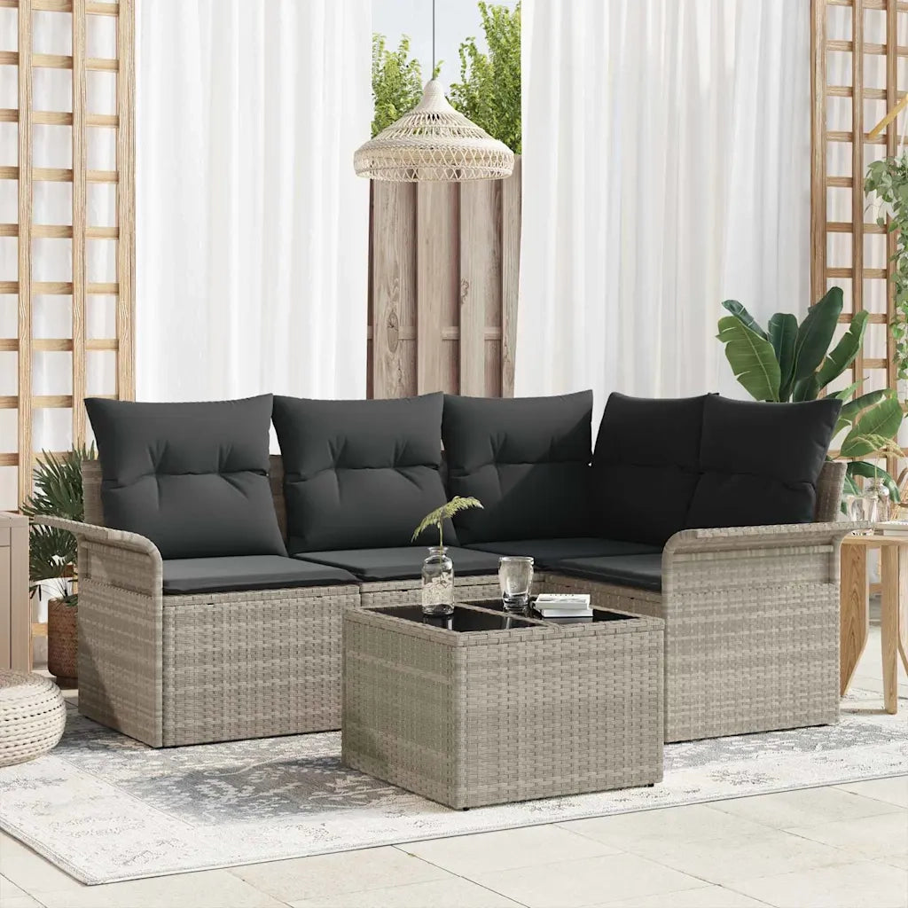 Set Divano da Giardino 5 pcs Grigio chiaro polyrattan 3354021