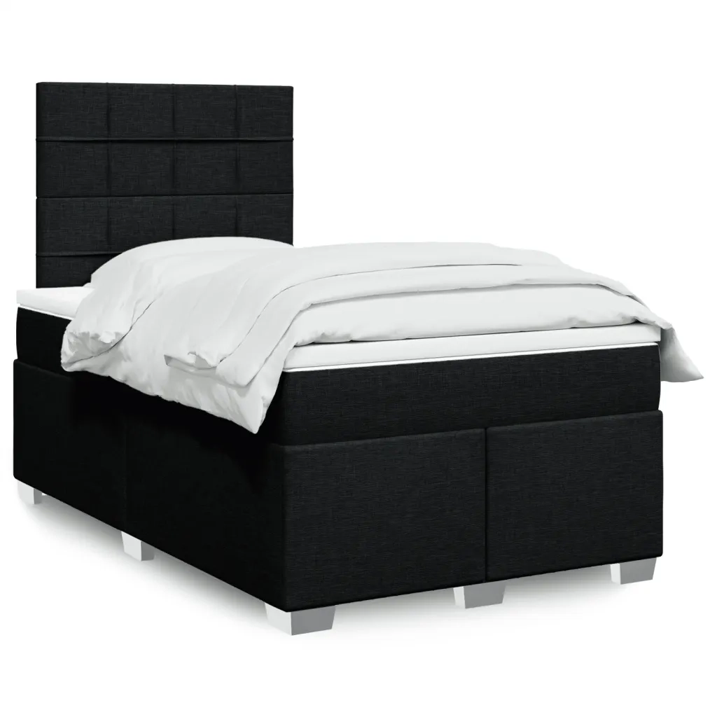 Giroletto a Molle con Materasso Nero 120x190 cm in Tessuto