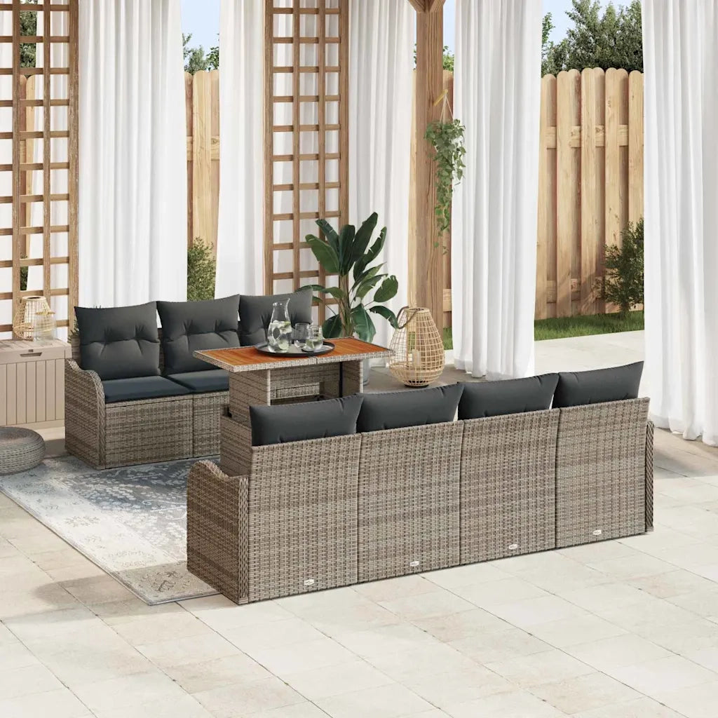 Set Divano da Giardino 8 pcs Grigio Poly Rattan 3358155