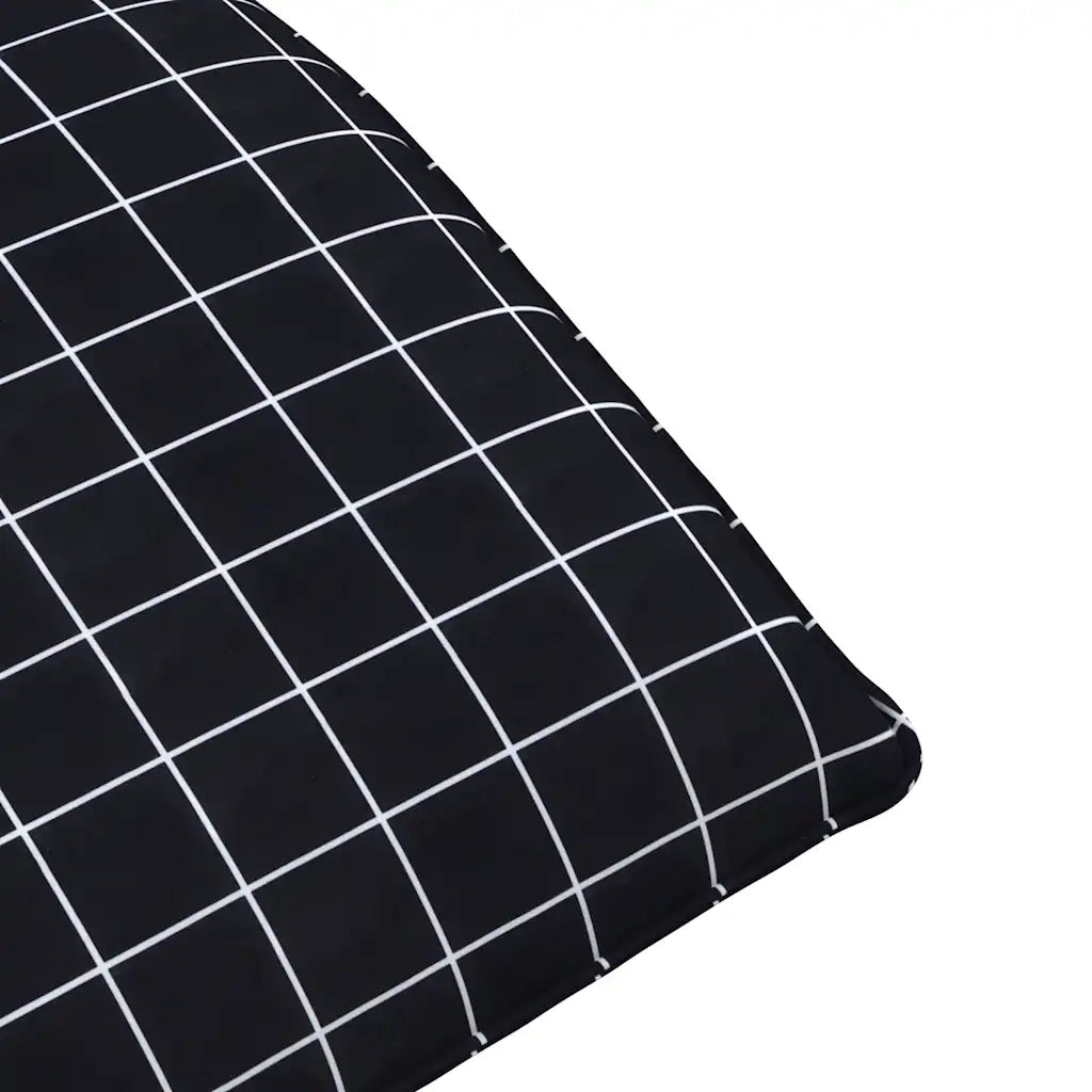 Lettino Pieghevole Quadri Neri 175x54x8,5 cm in Tessuto Oxford