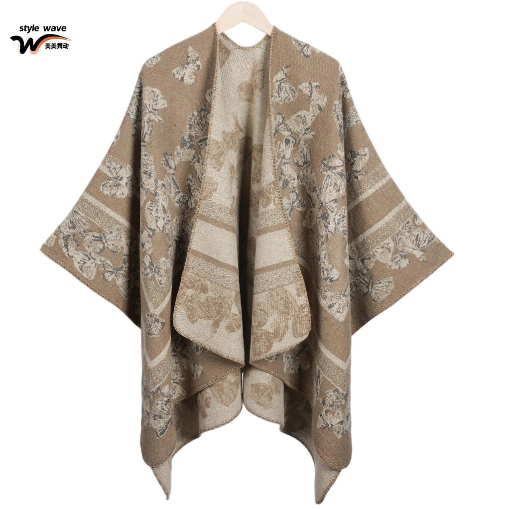 Sciarpa con stampa a farfalle in stile retr¨°