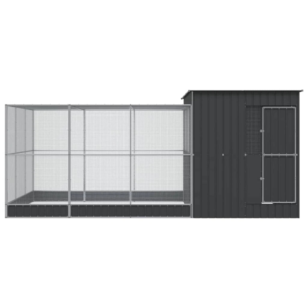 Voliera a gabbia con estensione in argento 497 x 303 x 216 cm acciaio argento 02_0045656