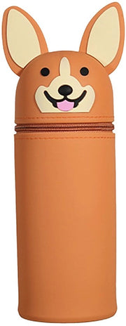 Etui 2 in 1 in silicone, etui morbido in silicone, etui con cerniera, etui in piedi, etui cartoon, grande tasca per penna stilografica