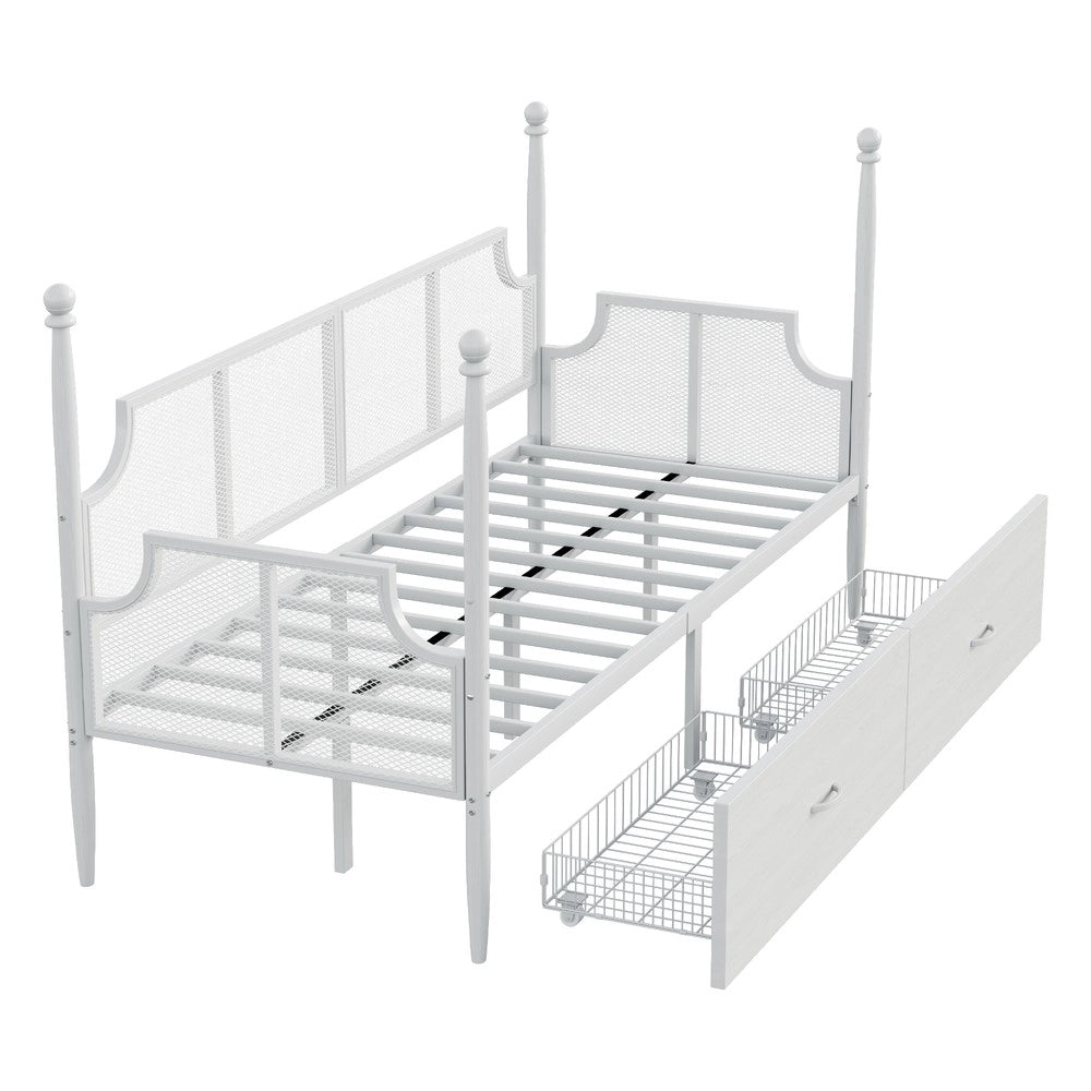Letto Singolo in Metallo con Rete ¨C MINIMAL ¨C Bianco 90x200