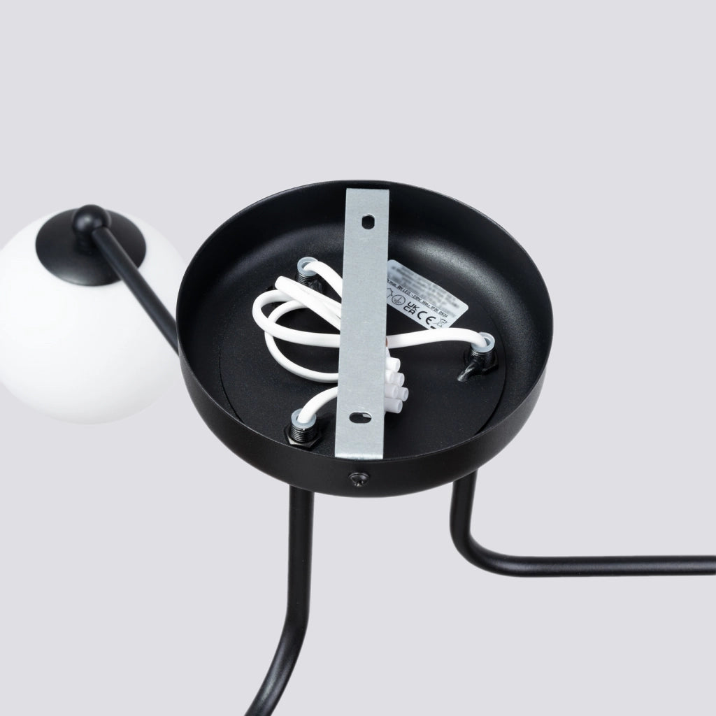 Lampada da parete Astral French Sky a 3 luci, applique, nero, bianco, acciaio e vetro