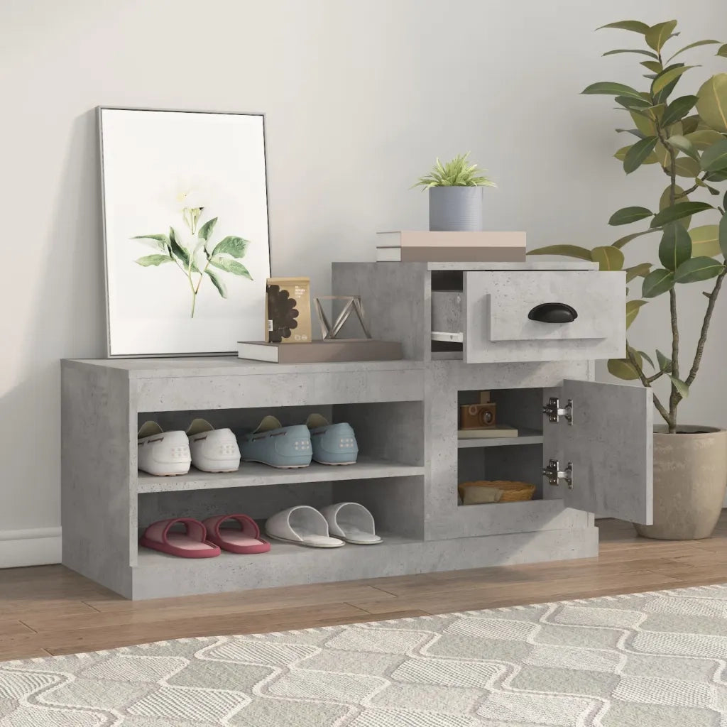 Scarpiera-Scaffale per scarpe Grigio Cemento 100x42x60 cm in Legno Multistrato