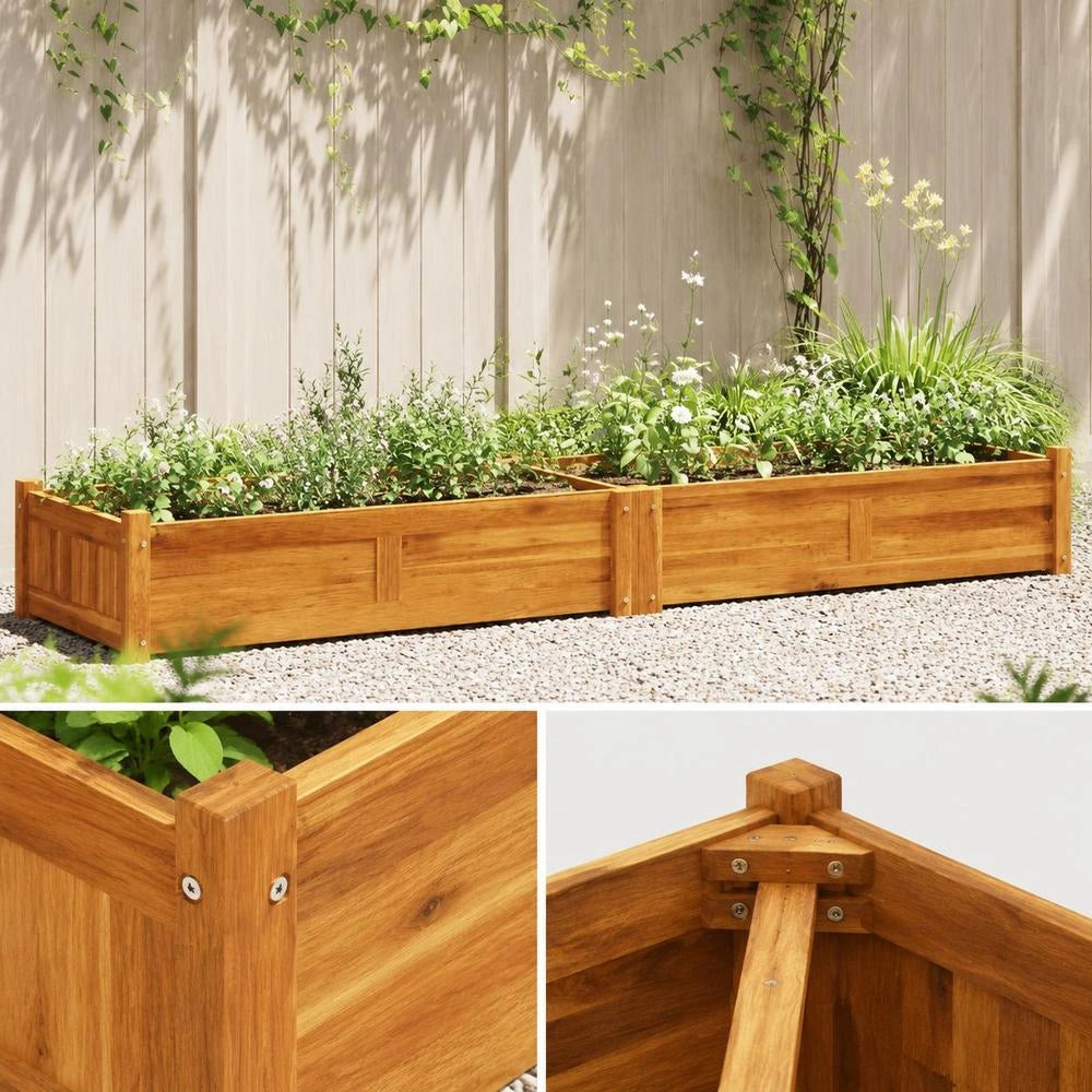 Garden Raised Bed Acacia Wood 200x50x25 Cm