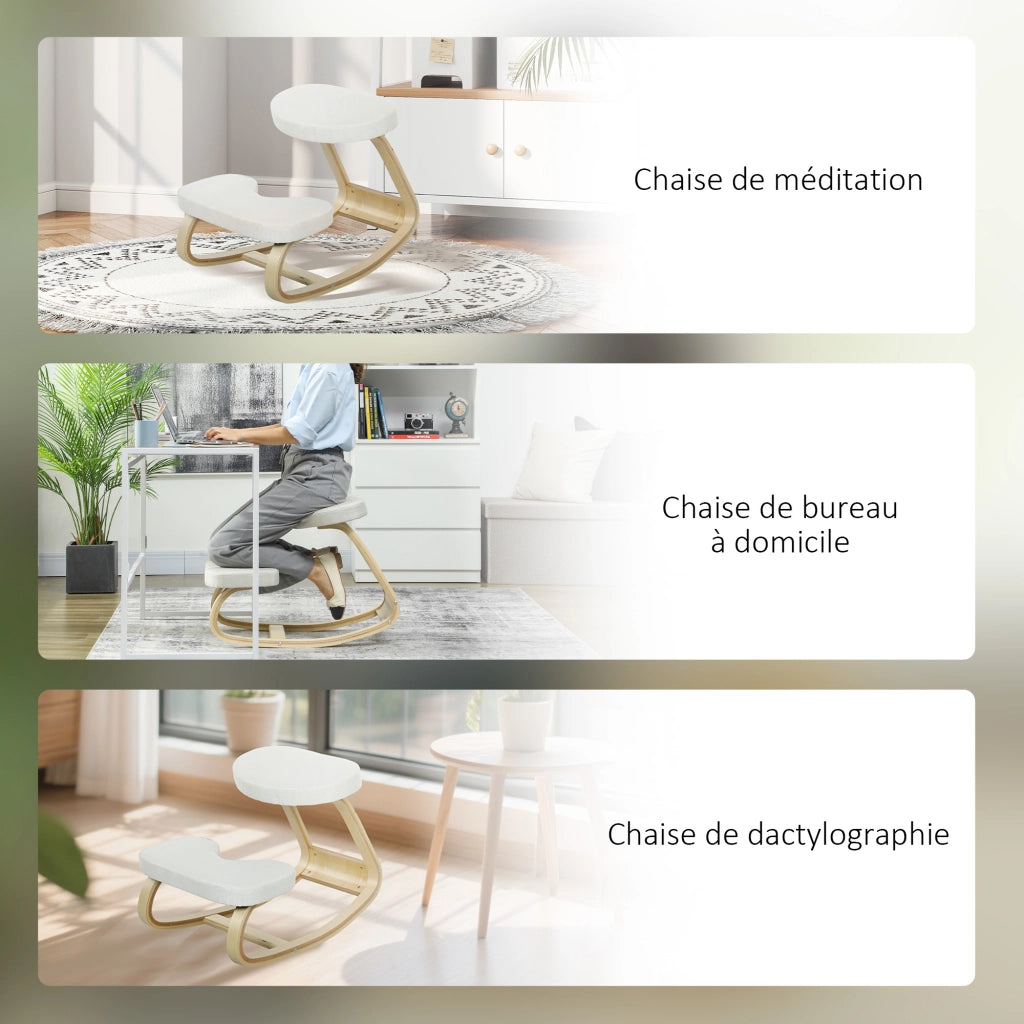 Sedia ergonomica da ginocchio in legno ¨C zephmum ¨C crema