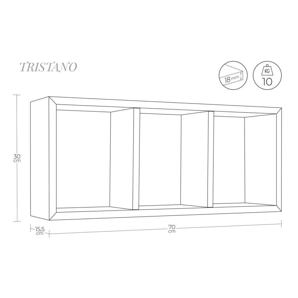 Mensola da parete 3 scomparti colore Nero mod. Tristano