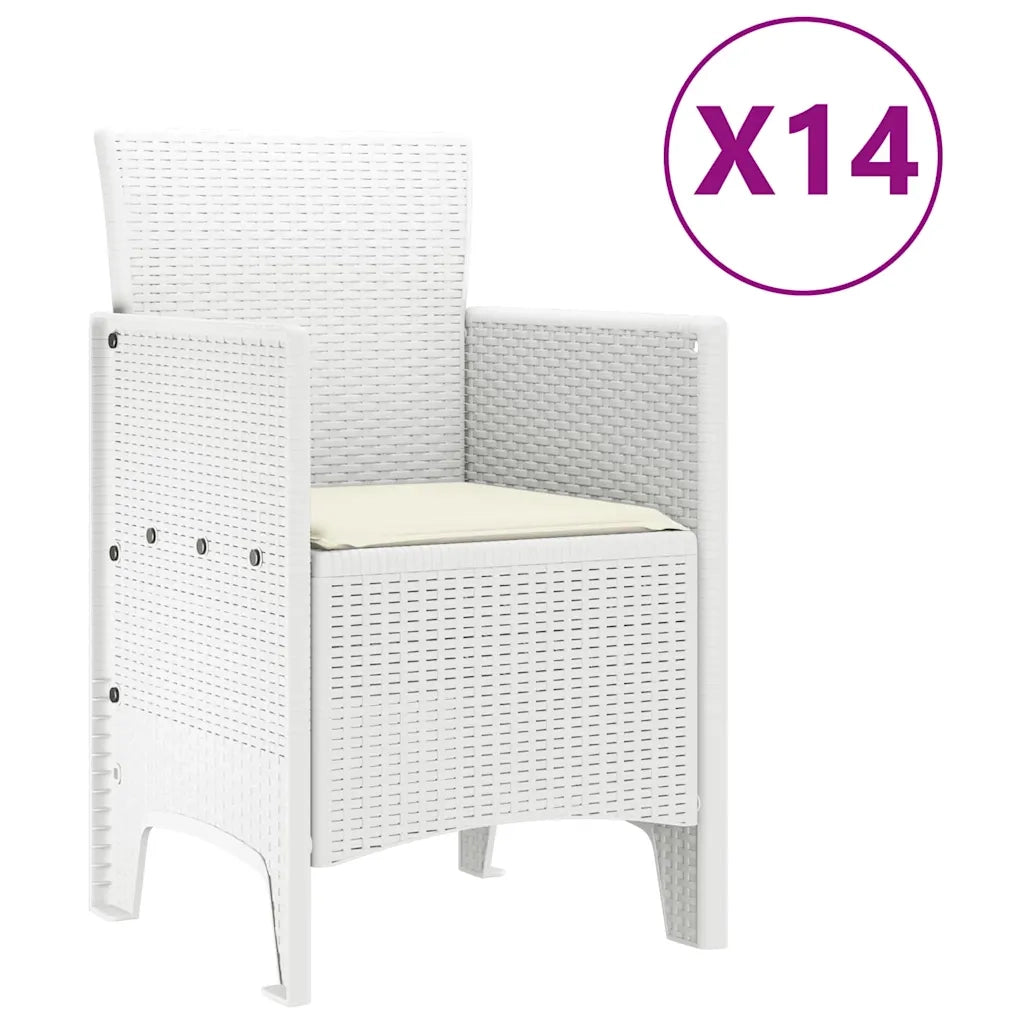 Set da Pranzo per Giardino 15 pcs Bianco Rattan Polt 3378646