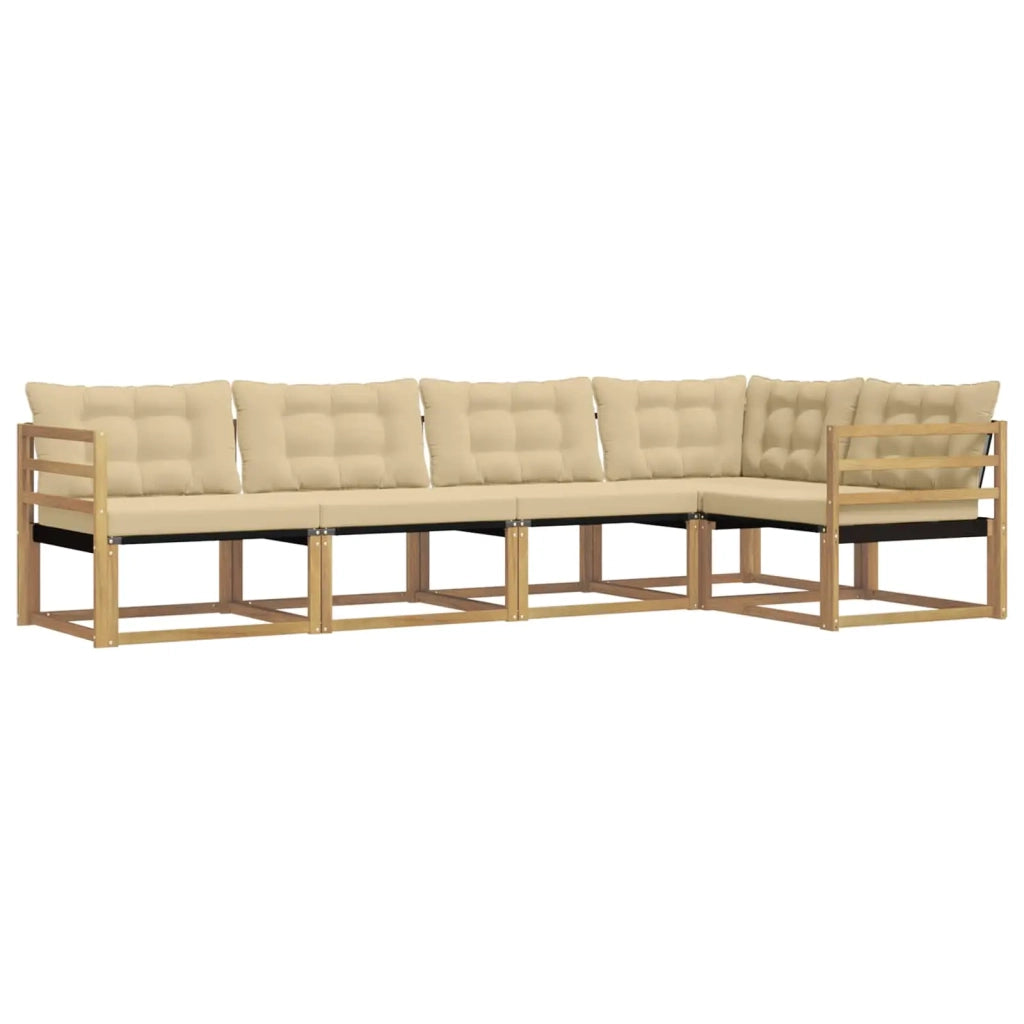 Set di divani da esterno con cuscino 5 pcs Bianco e Beige 3388675