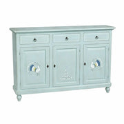 Credenza shabby verde vintage 3 porte 3 cassetti in legno 150x43x98 - Mobili 2G