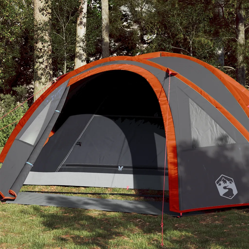 Tenda da Campeggio a Cupola 4 Persone-Tenda per Escursionismo Arancione Impermeabile