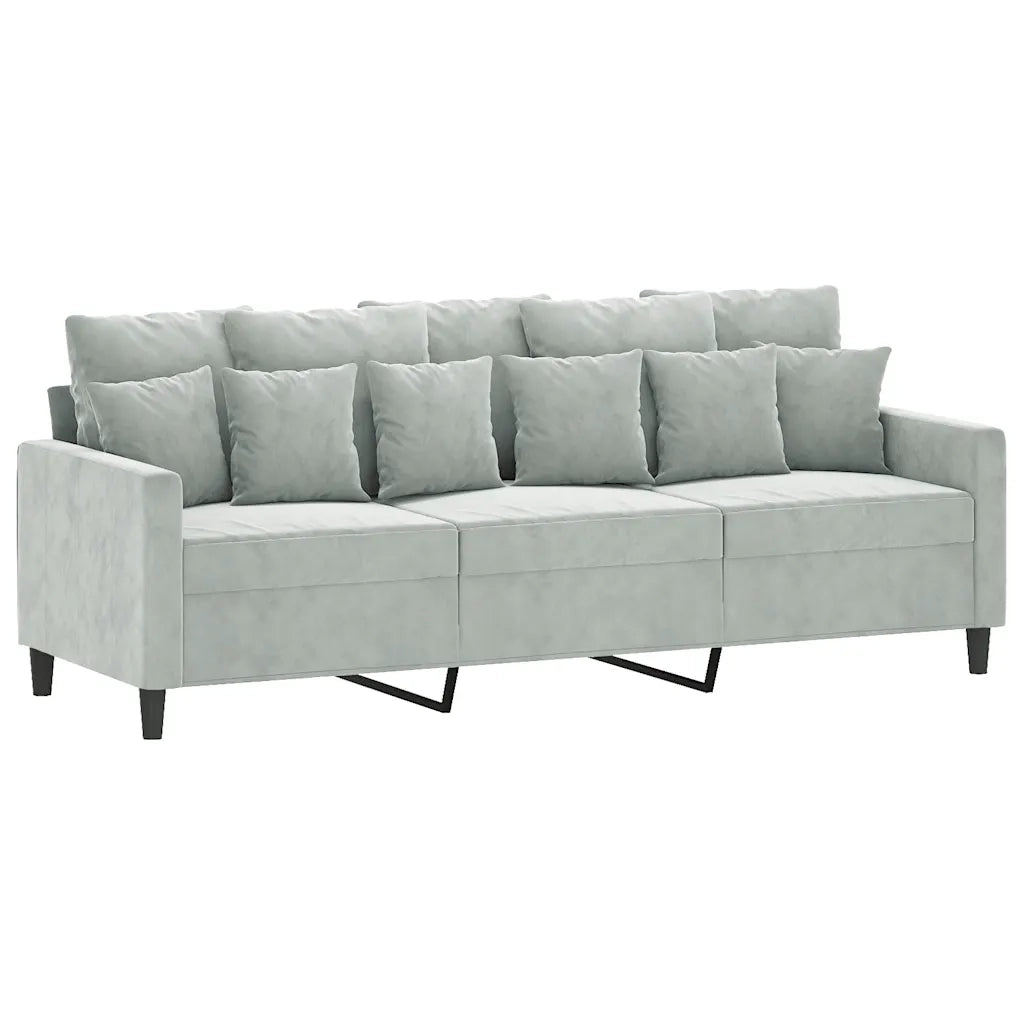 Divano | Divano da soggiorno | Sofa a 3 Posti Grigio Chiaro 180 cm in Velluto
