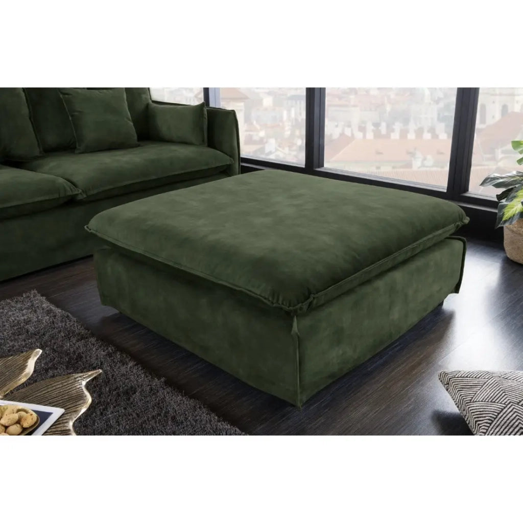 Pouf KALIA – Verde scuro – Velluto – Stile contemporaneo