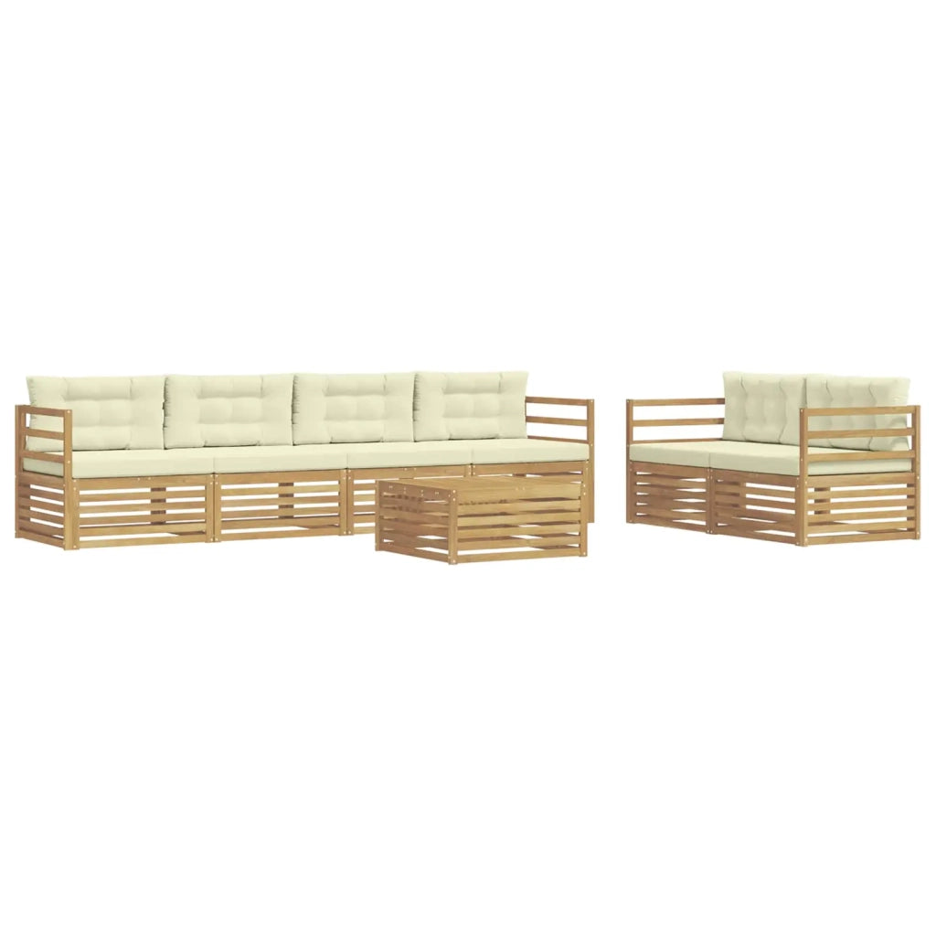 Set di divani da esterno 7 pz Bianco e Crema Poliestere 3390065