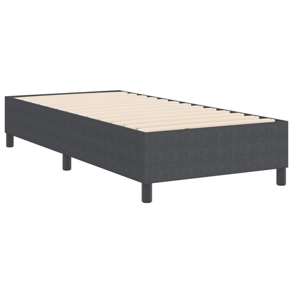 Letto Box Spring Grigio Scuro 100x200 cm Tessuto in Velluto Rigato