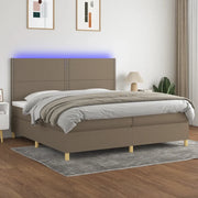 Letto a Molle Materasso e LED tortora 200x200cm in Tessuto cod mxl 33660