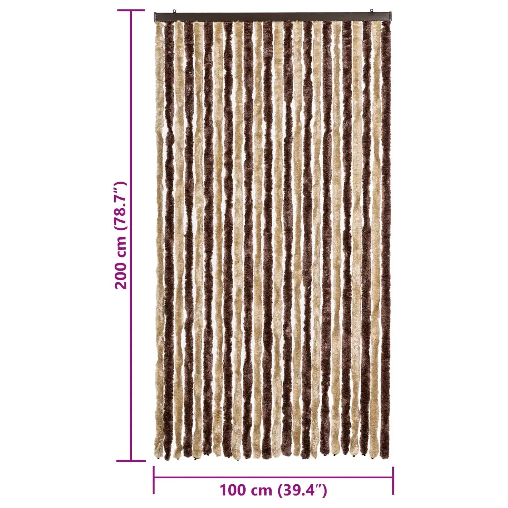 Tenda Antimosche Beige e Marrone Chiaro 100x200 cm in Ciniglia CFW1411158