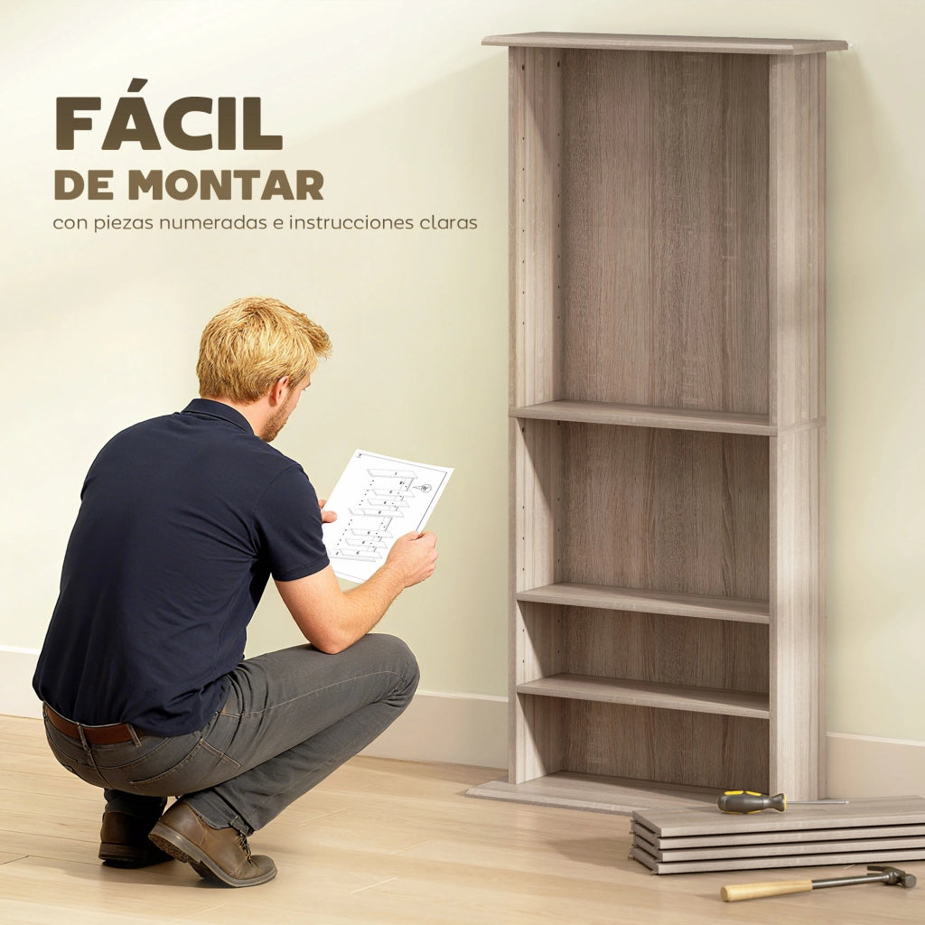 Libreria per CD e DVD con 8 Ripiani Aggiustabili ¨C Minimal ¨C 58x24x126 cm Legno Naturale