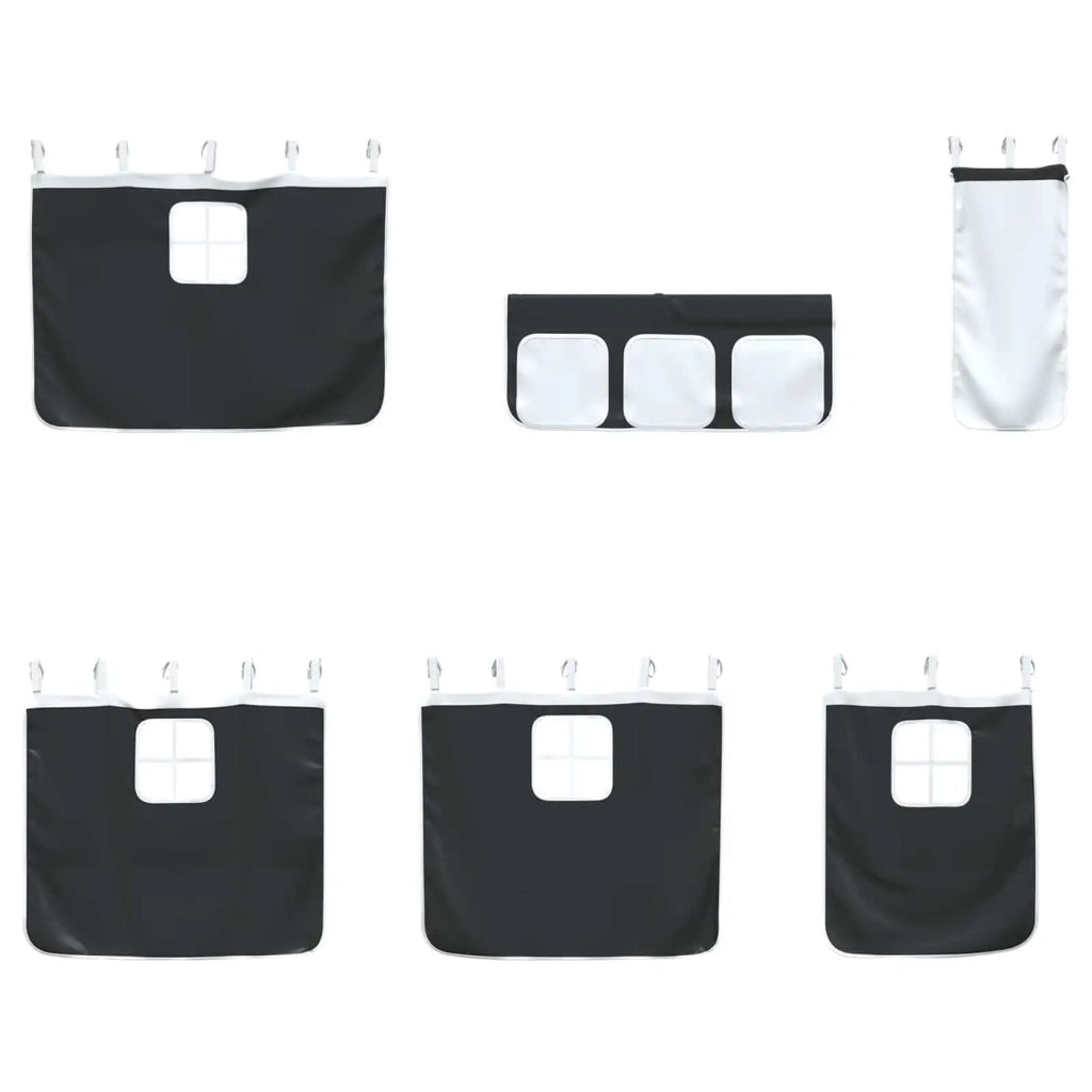 Struttura del Letto Loft per Bambini con Tendine-Giroletto per bambini Bianco e Nero 464606