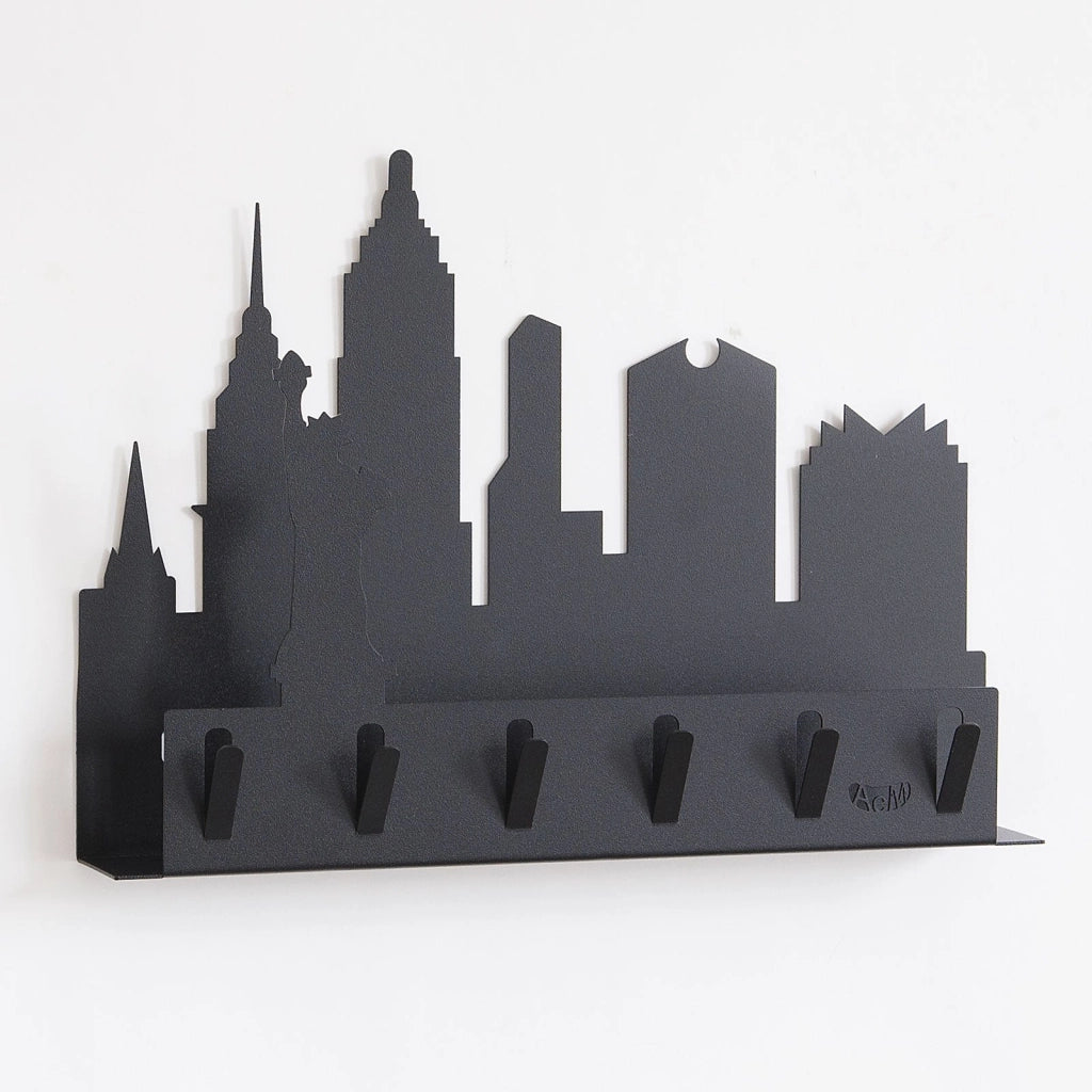 Portachiavi moderno da parete "New York" Nero