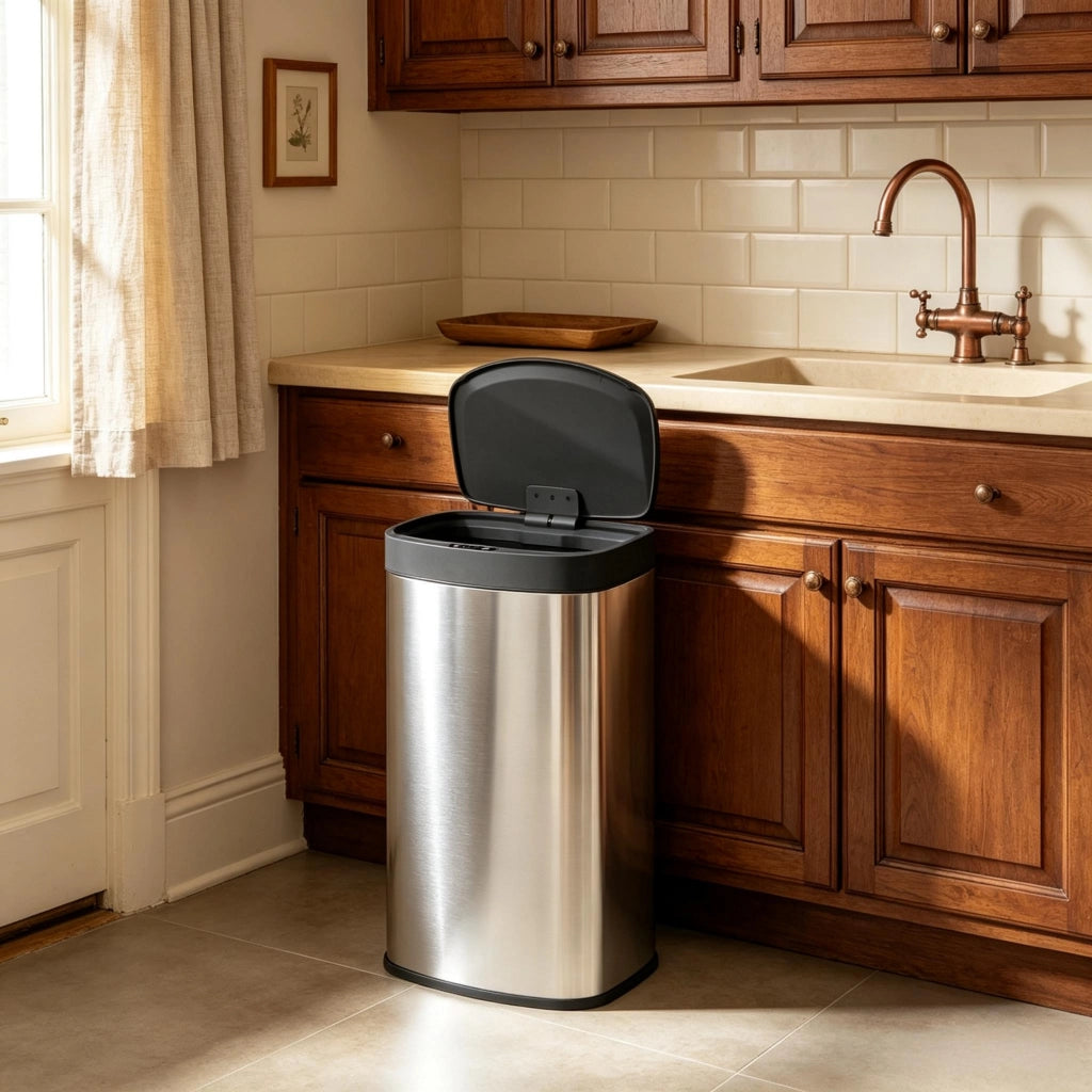 Pattumiera automatica da cucina in acciaio inox da 55 litri con coperchio a chiusura ammortizzata