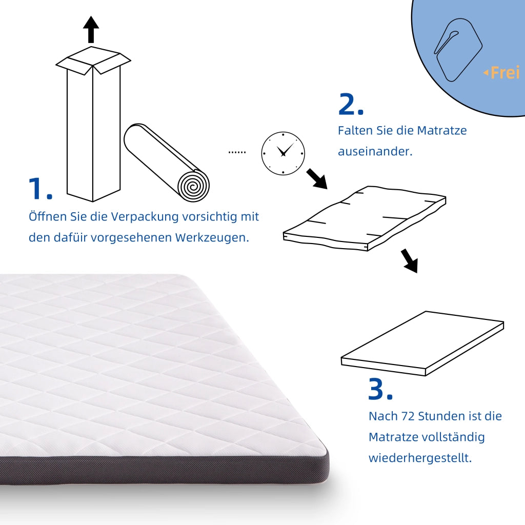 Materasso in schiuma H3 con supporto a 7 zone, certificazione OEKO-TEX, bianco grigio