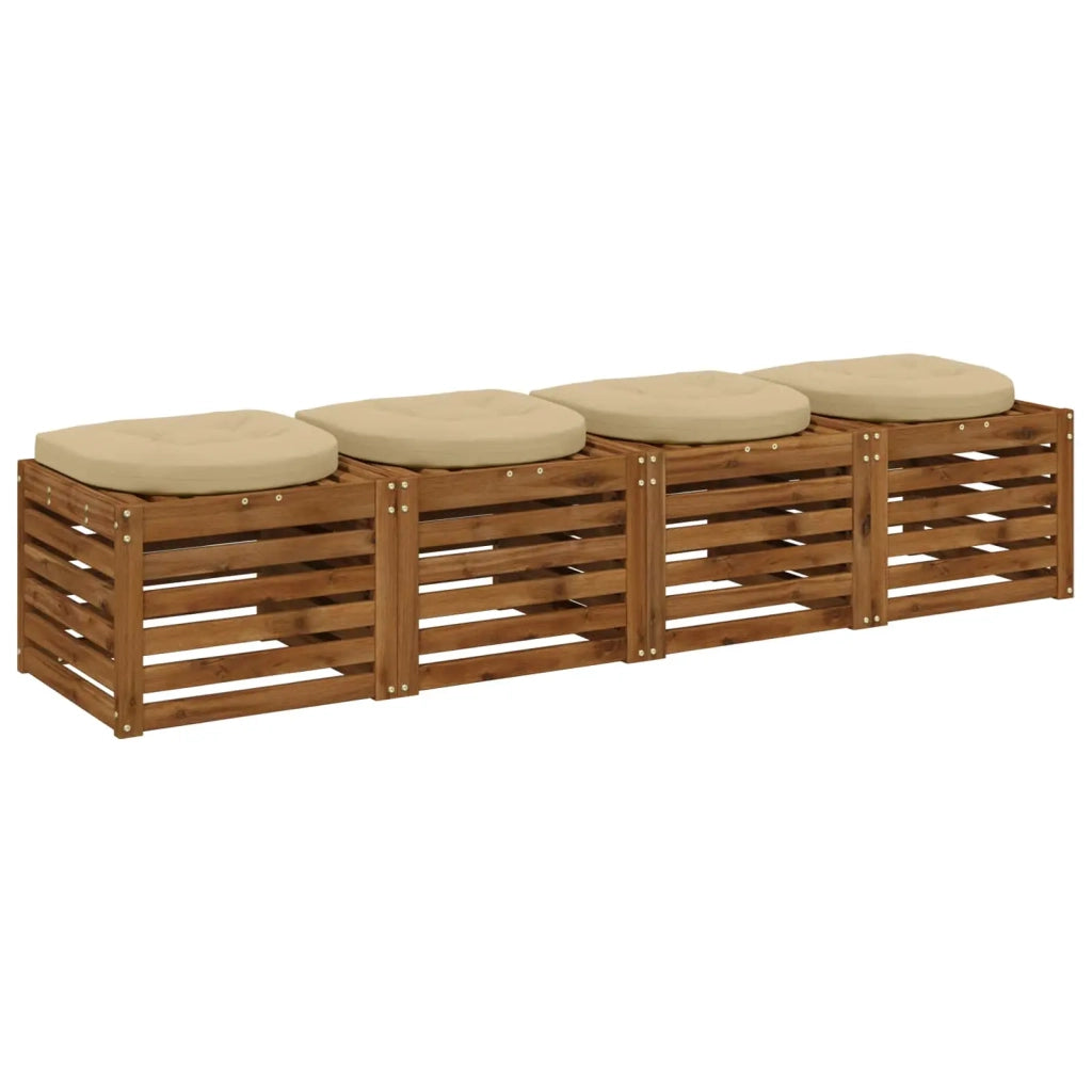 Cuscini per Sedia in 4 Pezzi 4 pz 100% Poliestere Beige 945294