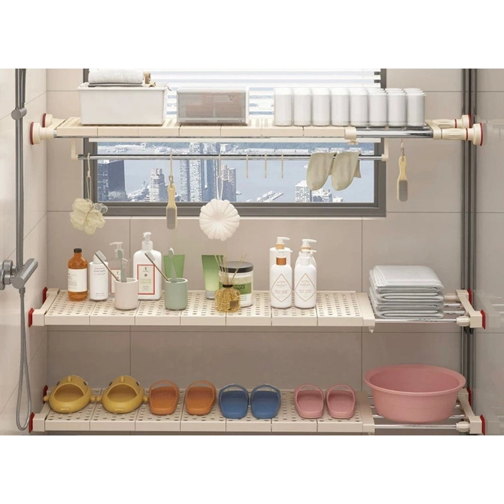 Trade Shop - Mensola Ripiano Telescopico Regolabile Con Ventose 50-80 Cm Per Armadi Pareti 8144 -