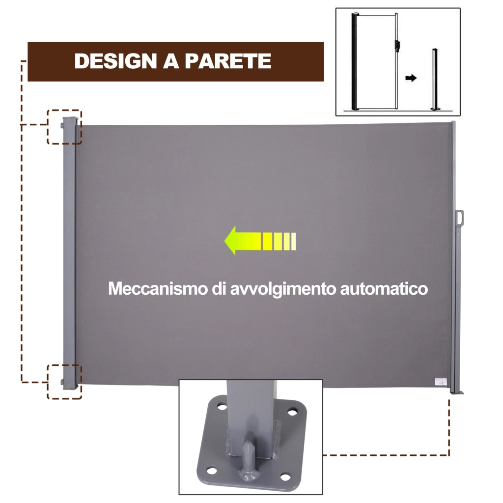 Tenda da Sole Laterale Avvolgibile ¨C Xylo ¨C 3x1.6m Alluminio Poliestere Impermeabile Anti-UV