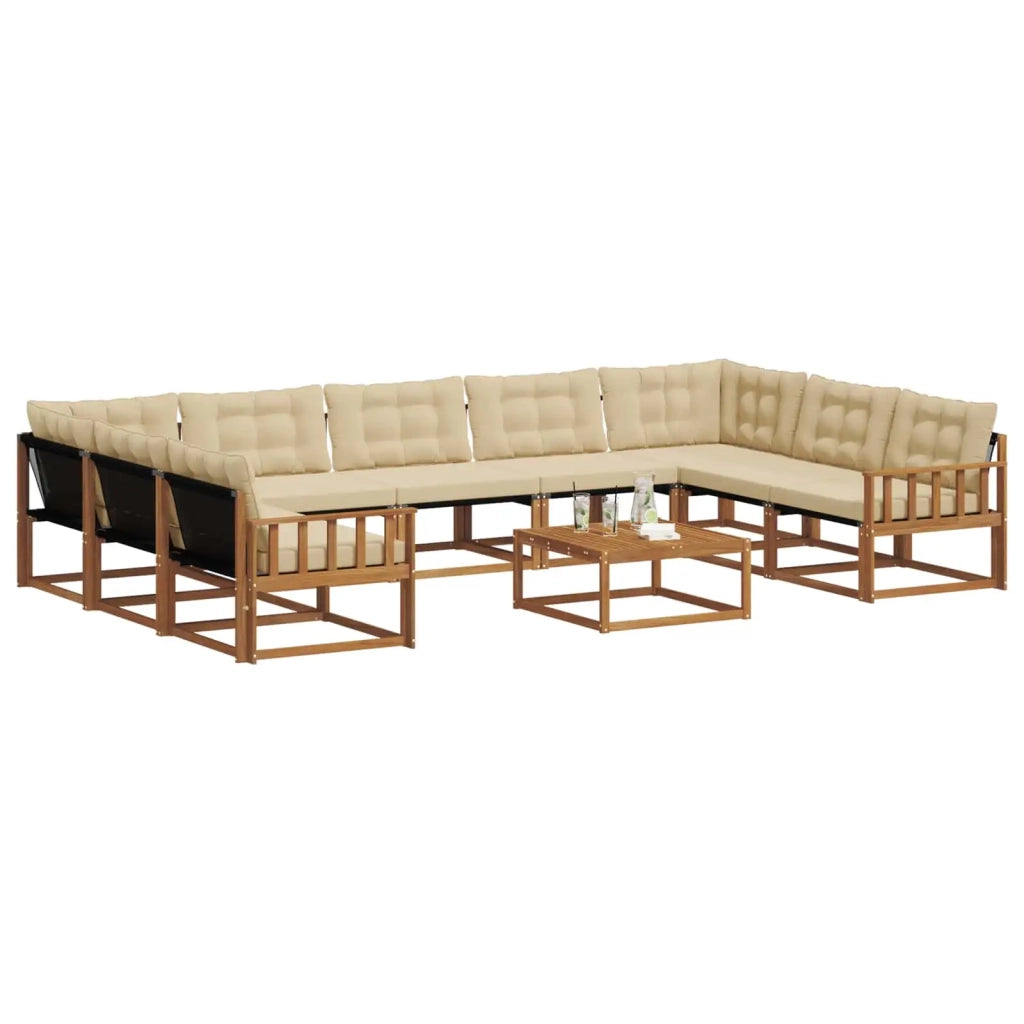 Set di divani da esterno con cuscino 10 pcs Naturale e Beige