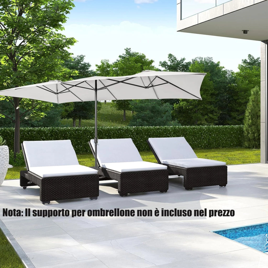 Ombrellone da Giardino Doppio 426 cm, con Manovella e 10 Stecche, Ombrellone Rettangolare Pieghevole, per Giardino Piscina Terrazza, 426 x 265 x 260 cm (Beige)