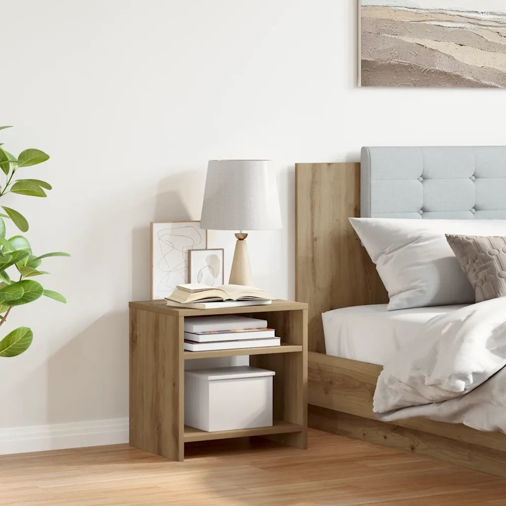 Comodino-Tavolino da notte Rovere Artigianale 40x30x40 cm in Legno Multistrato 739831