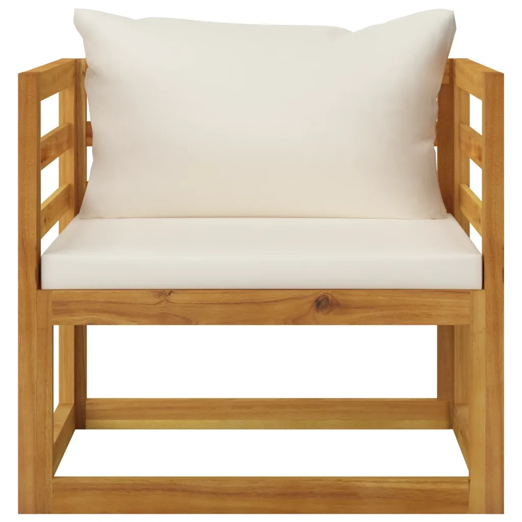 Set Divani da Giardino 5 pz con Cuscini Crema Massello Acacia 3057640