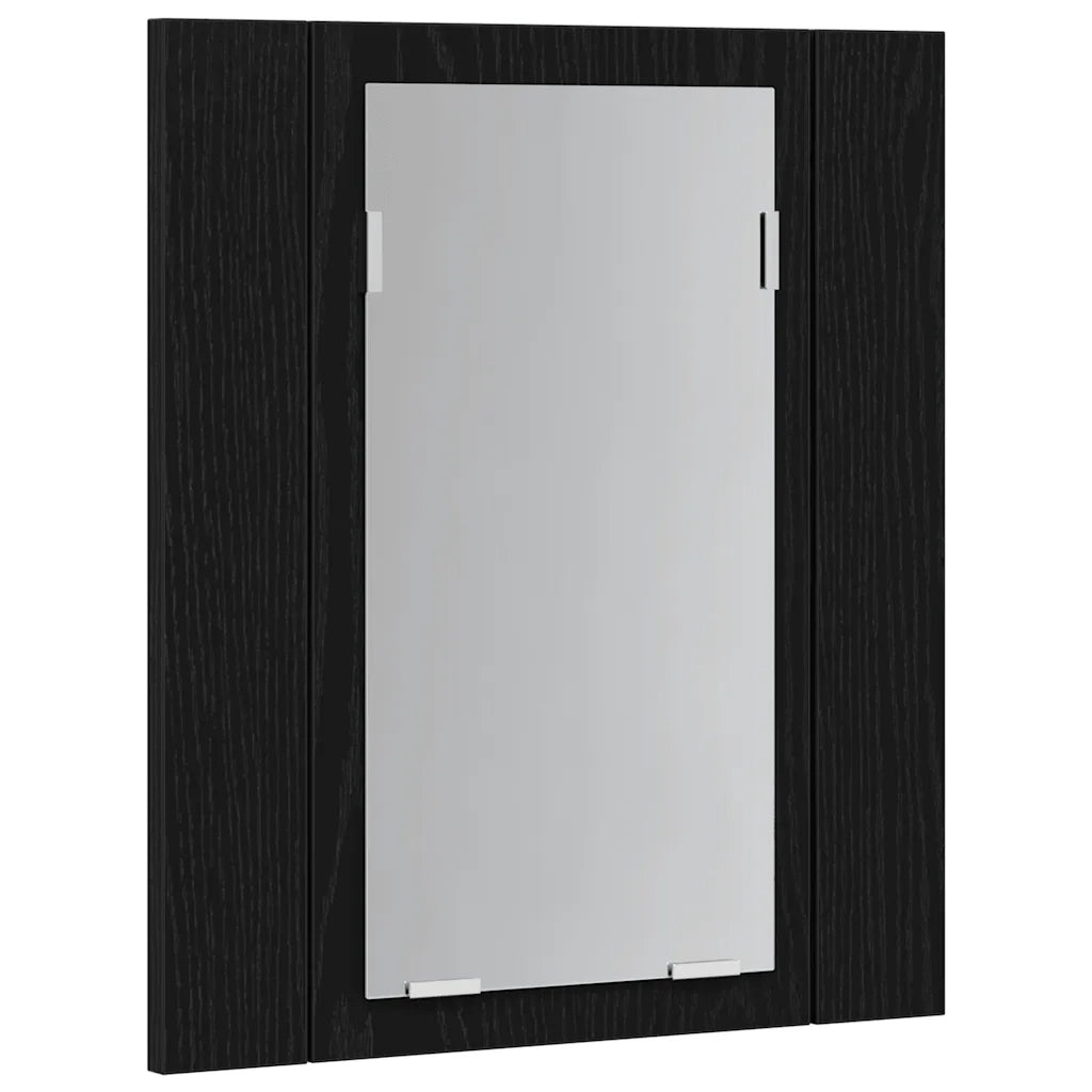 Mobiletto con specchio a LED per bagno Rovere Nero 40x12x45 cm in Legno Multistrato 862549