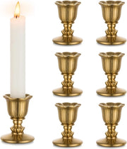 Candelabri a forma cilindrica in metallo argentato con supporti dorati, stile vittoriano, ideali per la decorazione di un tavolo da salotto, matrimoni, festività, camino o come decorazione d'arredo. Set da 6 pezzi (candele non incluse).