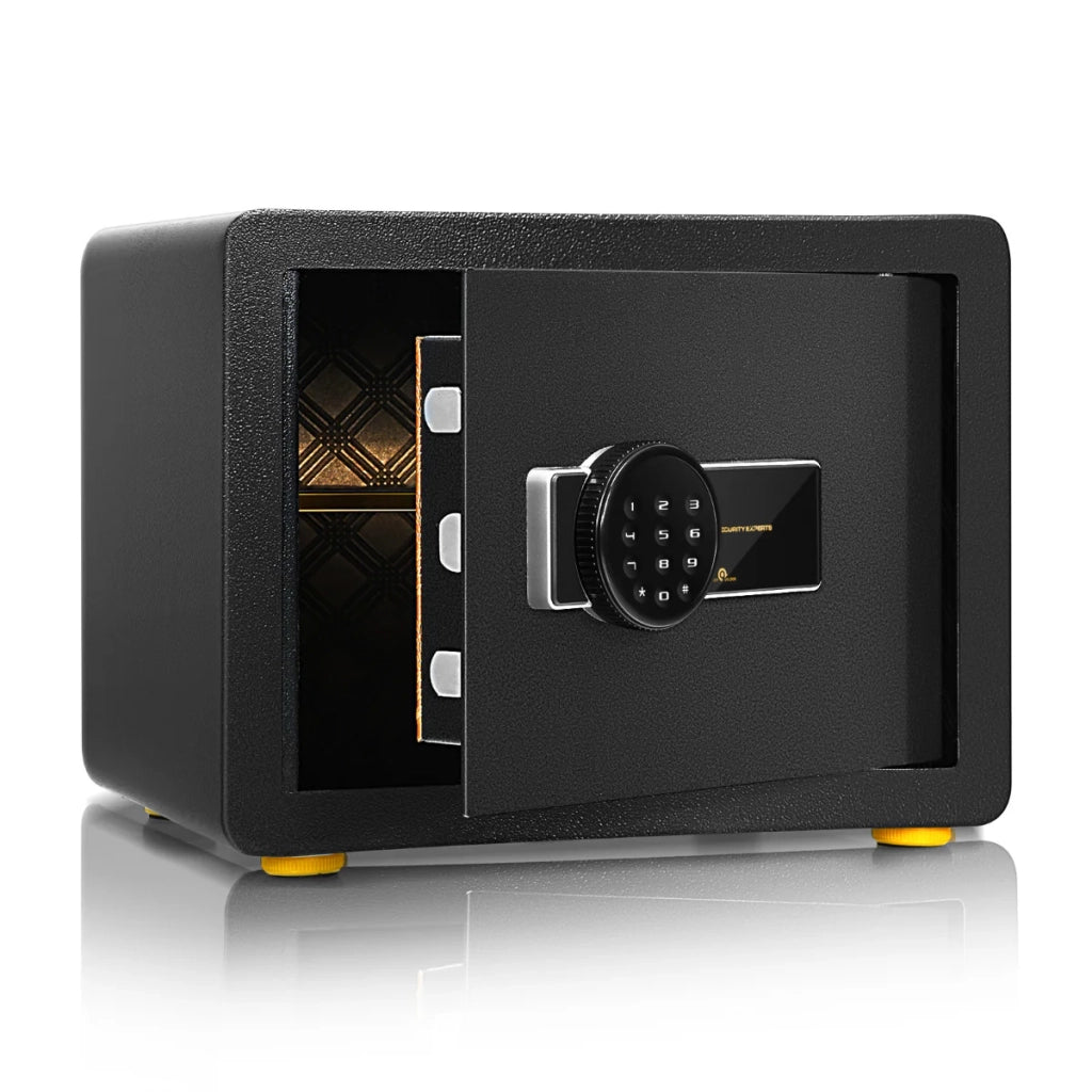 Cassaforte di sicurezza elettronica 40 x 30 x 31 cm con sistema di allarme e doppia chiusura in acciaio nero 20_0020525
